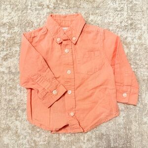 Dressed Up By Gymboree Linen Blend Coral Button Down Shirt for Kids size 6-12M